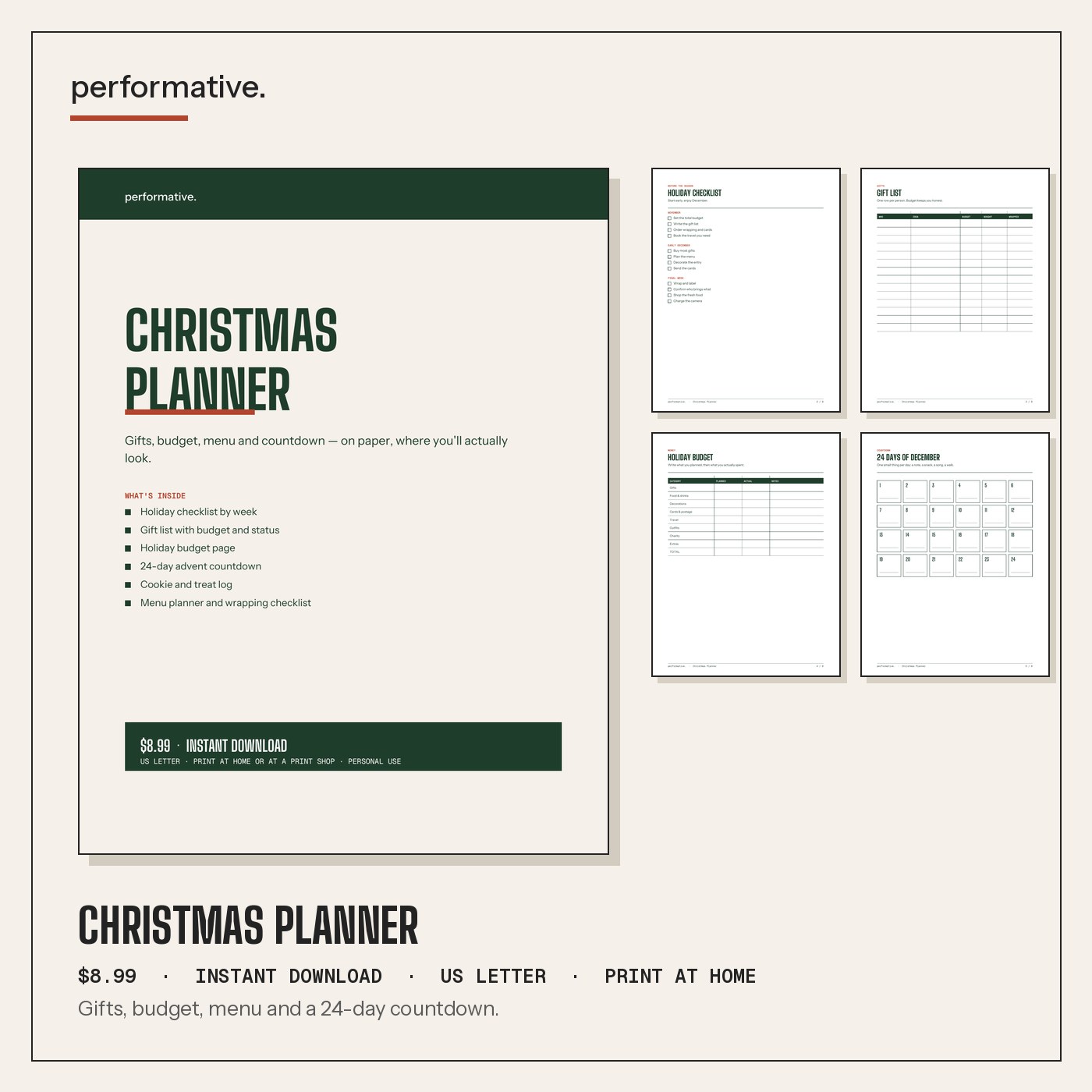 Christmas Planner printable pack preview